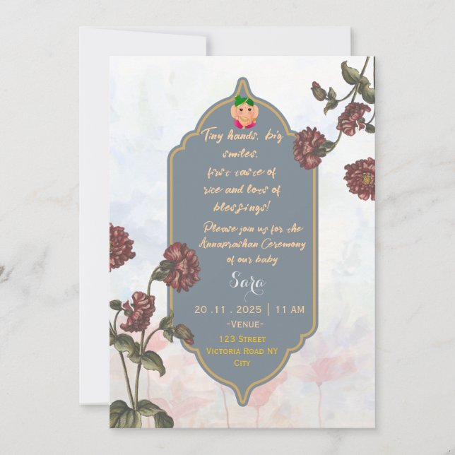 Cartes d'invitation pour la cérémonie Annaprashan  (Devant)