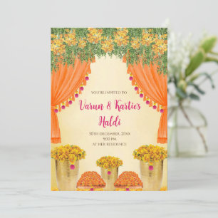 Cartes d'invitation pour la cérémonie Haldi de mar
