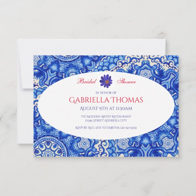 Cartes d'invitation pour la douche de mariée Fleur (Devant)