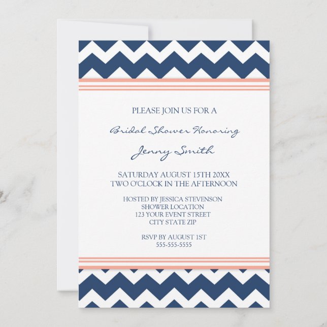 Cartes d'invitation pour la douche nuptiale Blue C (Dos)