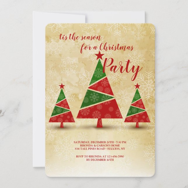 Cartes d'invitation pour la fête de Noël aux arbre (Devant)