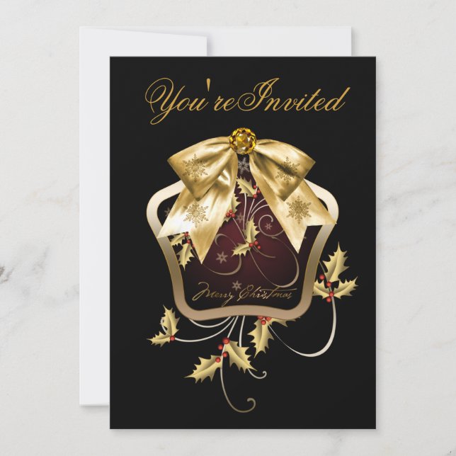 Cartes d'invitation pour la fête de Noël Black Gol (Devant)