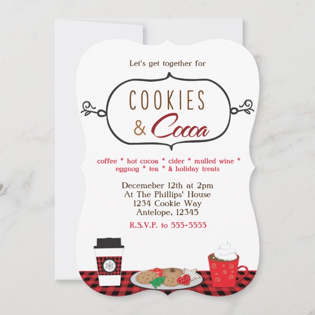 Cartes d'invitation pour la fête de Noël COOKIES & (Devant)