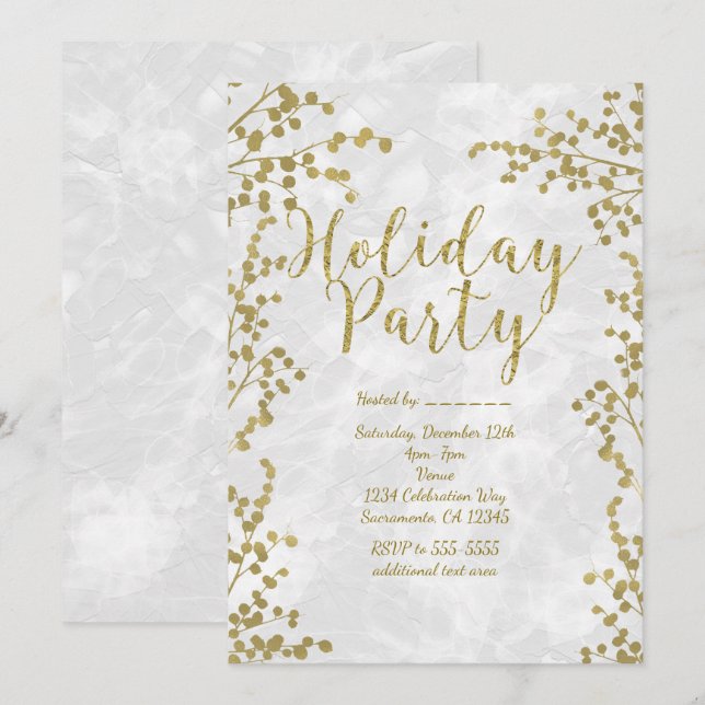 Cartes d'invitation pour la fête de Noël de Gold B (Devant / Derrière)