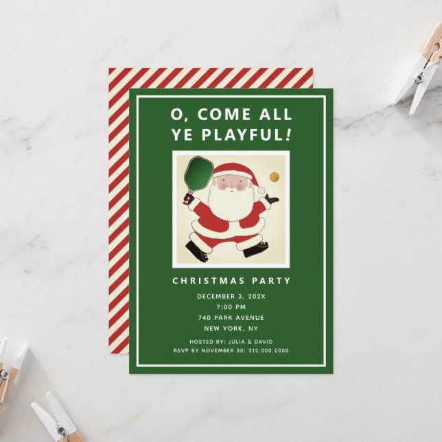 Cartes d'invitation pour la fête de Noël de pickle (Devant/Arrière en situation)