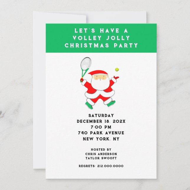 Cartes d'invitation pour la fête de Noël de tennis (Devant)