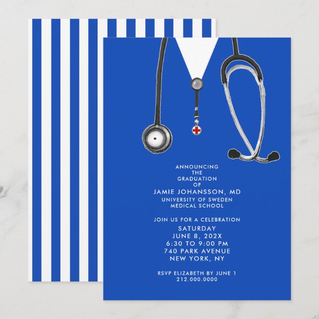 Cartes d'invitation pour la fête de remise de dipl (Devant / Derrière)