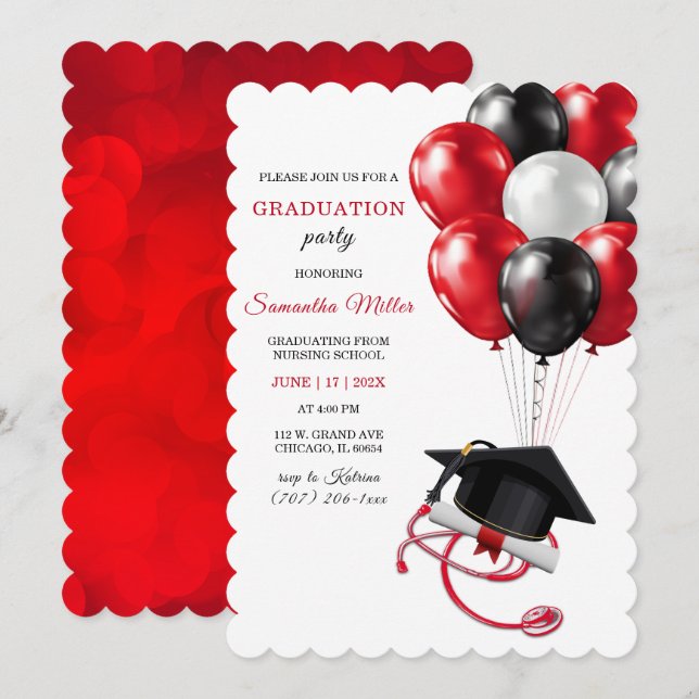 Cartes d'invitation pour la fête de remise des dip (Devant / Derrière)