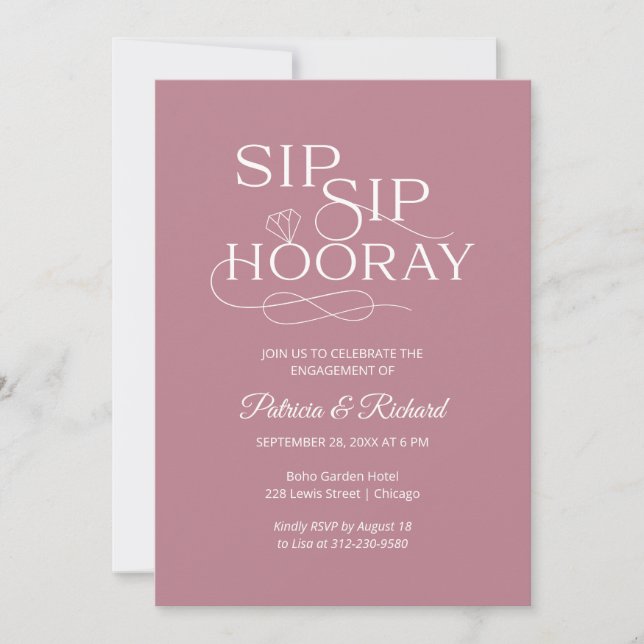 Cartes d'invitation pour la fête d'engagement Sip  (Devant)
