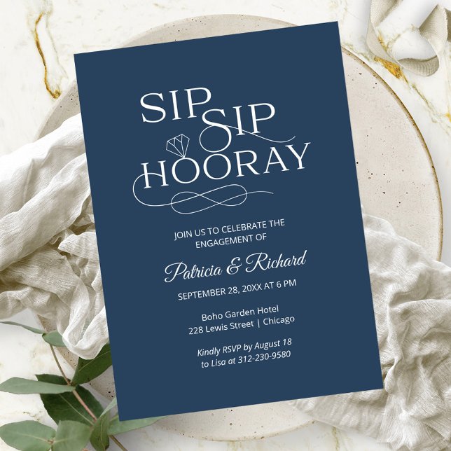Cartes d'invitation pour la fête d'engagement Sip  (Créateur téléchargé)