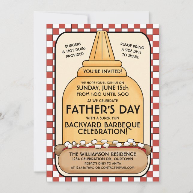 Cartes d'invitation pour la fête des Pères Barbequ (Devant)