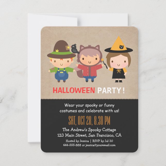 Cartes d'invitation pour la fête d'Halloween des e (Devant)