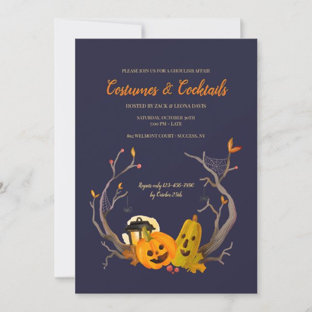 Cartes d'invitation pour la fête d'Halloween du du (Devant)