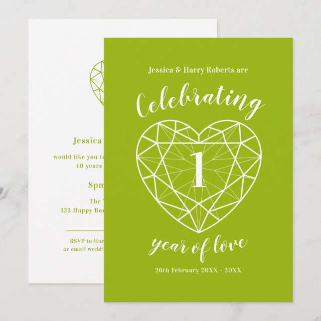 Cartes d'invitation pour la fête du 1er anniversai (Devant / Derrière)