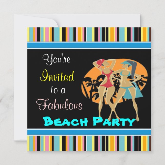 Cartes d'invitation pour la fête sur la plage (Devant)