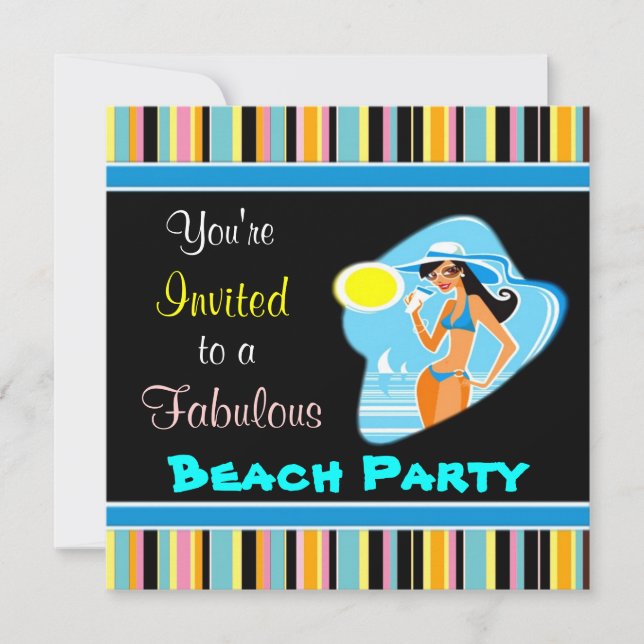 Cartes d'invitation pour la fête sur la plage (Devant)