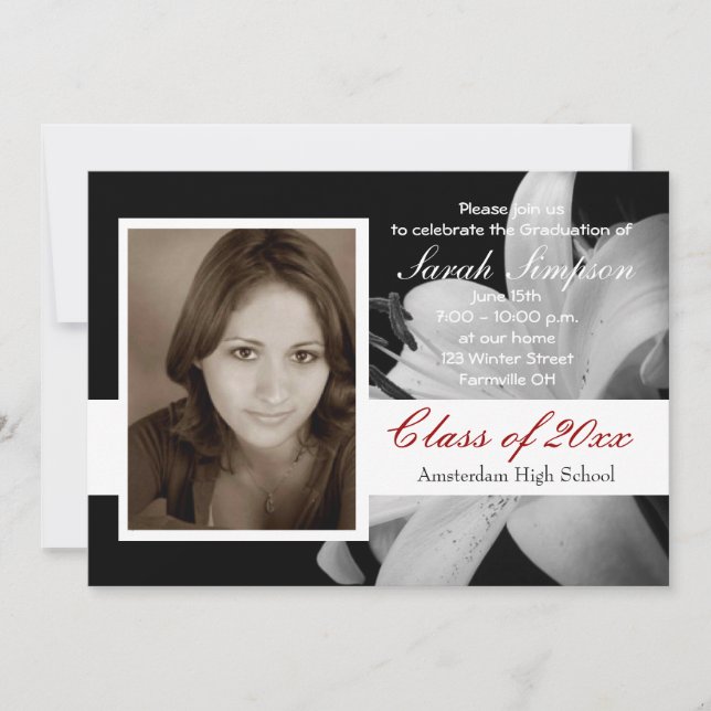 Cartes d'invitation pour la graduation photo (Devant)