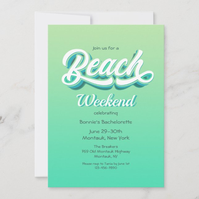 Cartes d'invitation pour la plage (Devant)