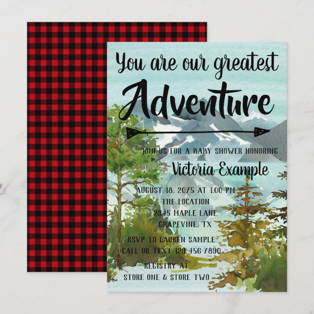Cartes d'invitation pour la plus grande aventure B (Devant / Derrière)