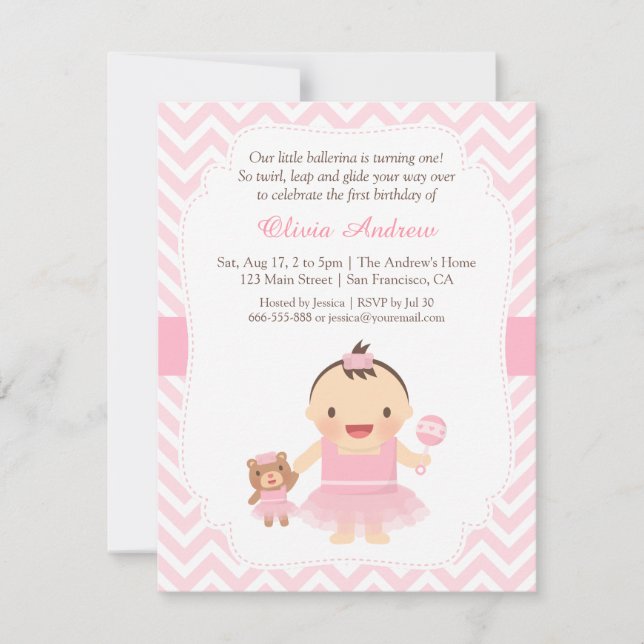 Cartes d'invitation pour la première fête d'annive (Devant)