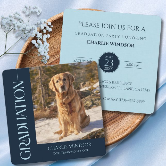 Cartes d'invitation pour la remise de diplômes de  (Dog Graduation announcement and invitation cards)