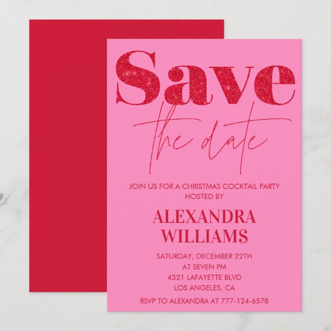 Cartes d'invitation pour la soirée cocktail de Noë (Devant / Derrière)