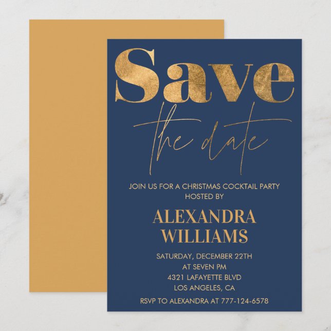 Cartes d'invitation pour la soirée cocktail de Noë (Devant / Derrière)