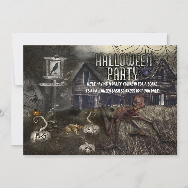 Cartes d'invitation pour la soirée d'Halloween sin (Devant)
