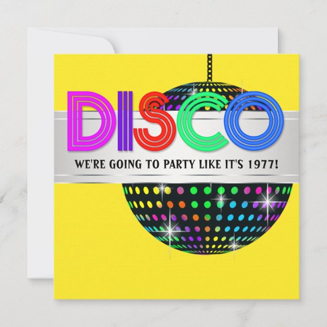 Cartes d'invitation pour la soirée disco dansante (Devant)