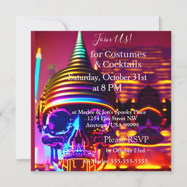 Cartes d'invitation pour la soirée Halloween Costu (Devant)