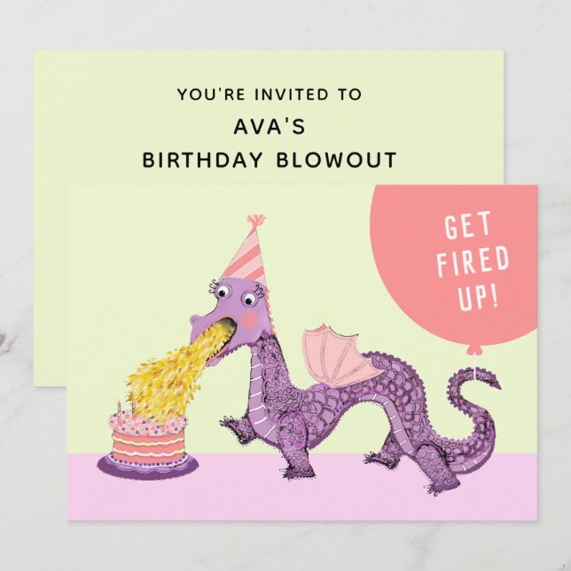 Cartes d'invitation pour l'anniversaire de fille a (Devant / Derrière)