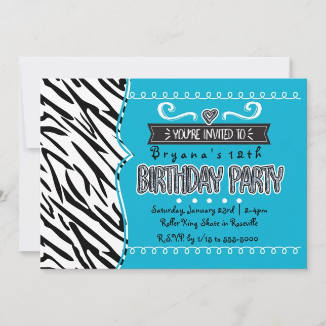 Cartes d'invitation pour l'anniversaire de filles  (Devant)