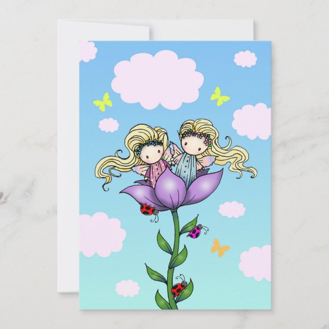 Cartes d'invitation pour l'anniversaire de jumelle (Devant)