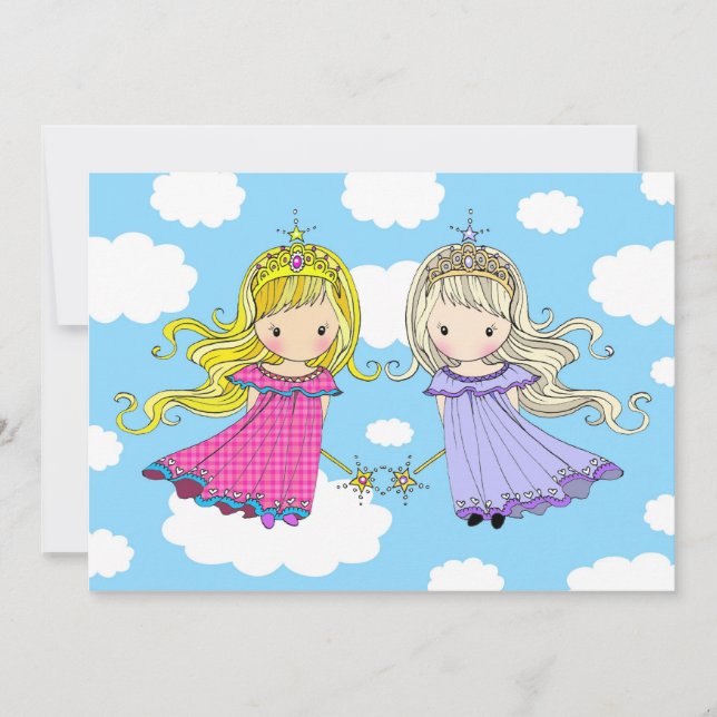 Cartes d'invitation pour l'anniversaire de jumelle (Devant)