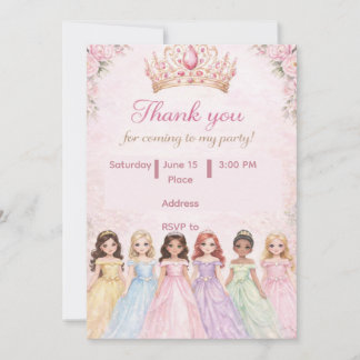 Cartes d'invitation pour l'anniversaire de la prin