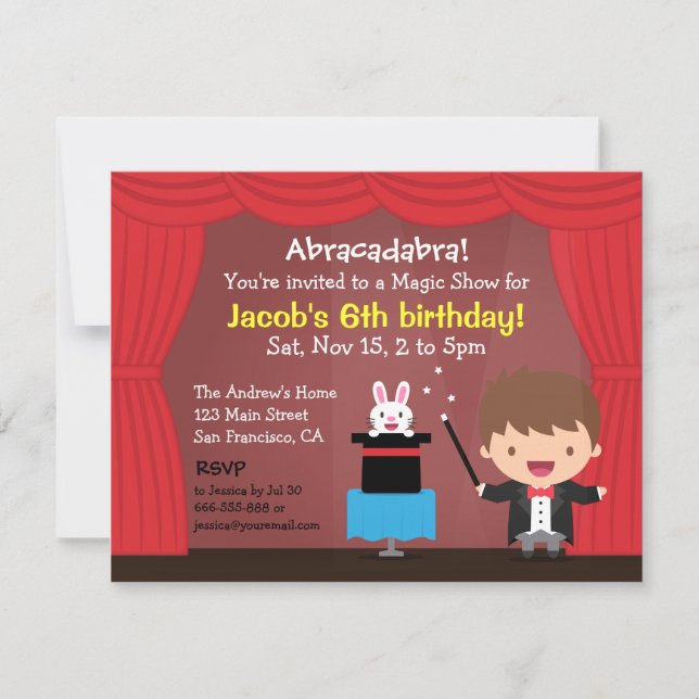 Cartes d'invitation pour l'anniversaire de Magicia (Devant)