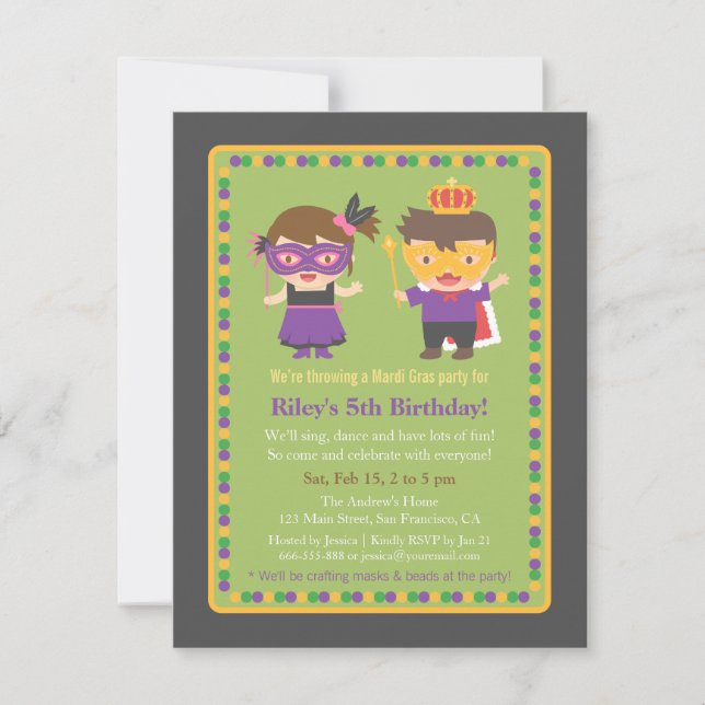 Cartes d'invitation pour l'anniversaire de Mardi G (Devant)