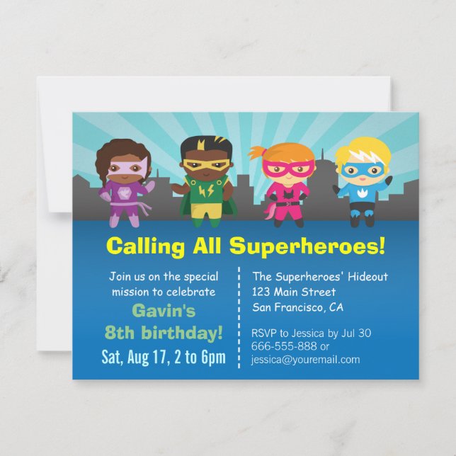 Cartes d'invitation pour l'anniversaire des enfant (Devant)