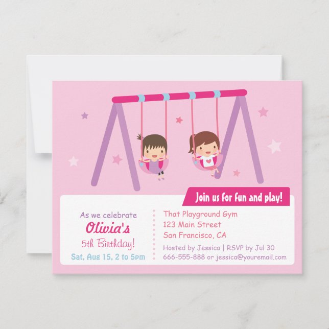 Cartes d'invitation pour l'anniversaire des filles (Devant)