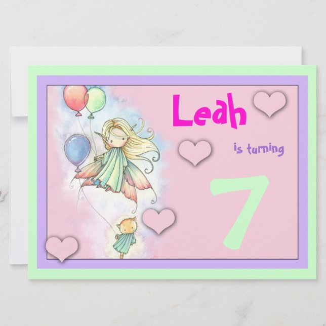 Cartes d'invitation pour l'anniversaire des filles (Devant)