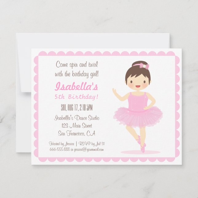 Cartes d'invitation pour l'anniversaire d'une joli (Devant)