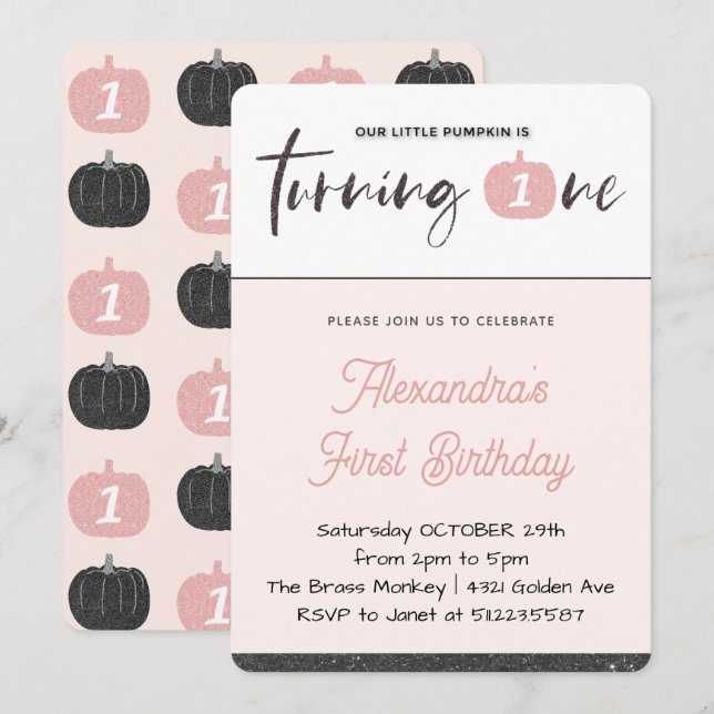 Cartes d'invitation pour le 1er anniversaire de Ci (Devant / Derrière)