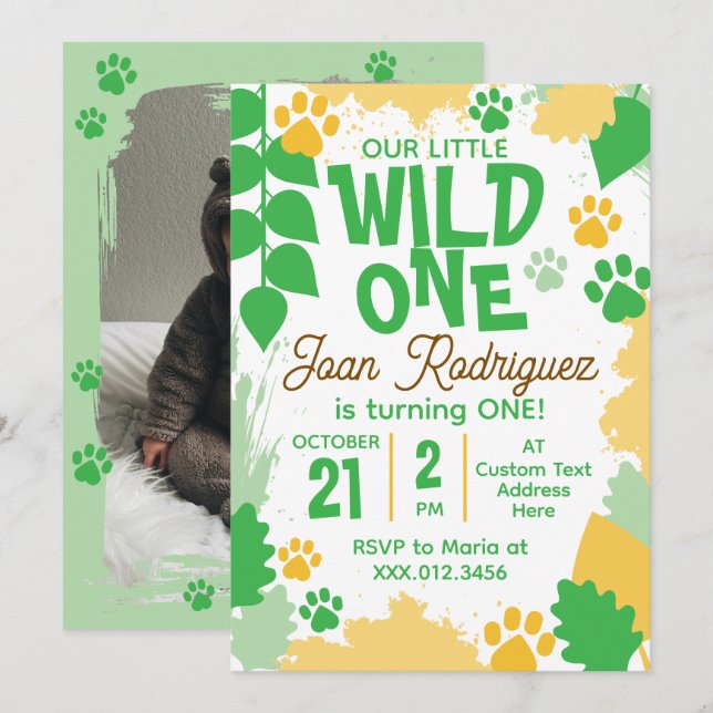 Cartes d'invitation pour le 1er anniversaire de Wi (Devant / Derrière)