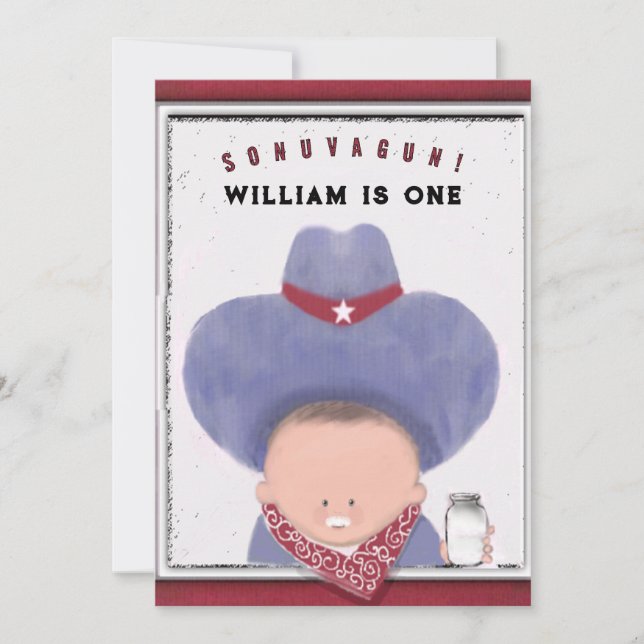 Cartes d'invitation pour le 1er anniversaire d'un  (Devant)
