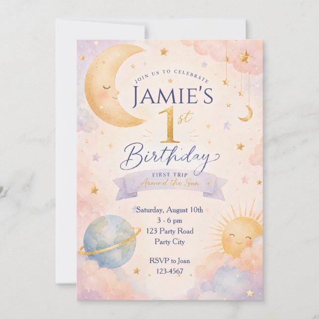 Cartes d'invitation pour le 1er anniversaire Premi (Devant)