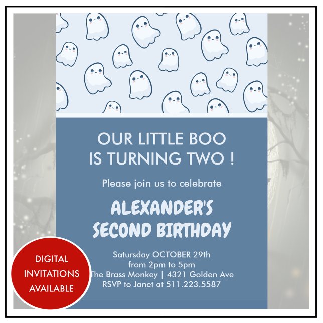 Cartes d'invitation pour le 2ème anniversaire Hall (halloween-2nd-birthday-invitation-little-boo-for-kids-1)