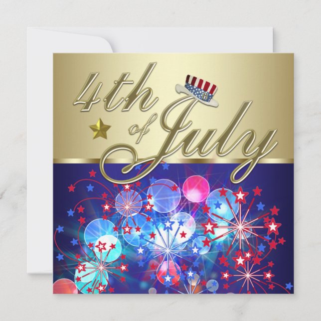 Cartes d'invitation pour le 4 juillet Feux d'artif (Devant)