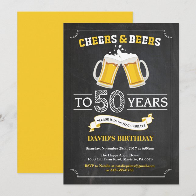 Cartes d'invitation pour le 50e anniversaire de la (Devant / Derrière)