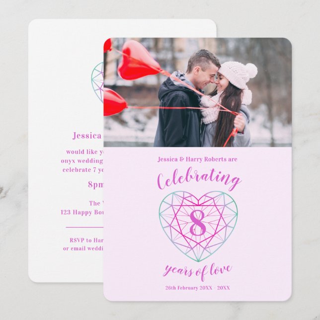 Cartes d'invitation pour le 8ème anniversaire de m (Devant / Derrière)