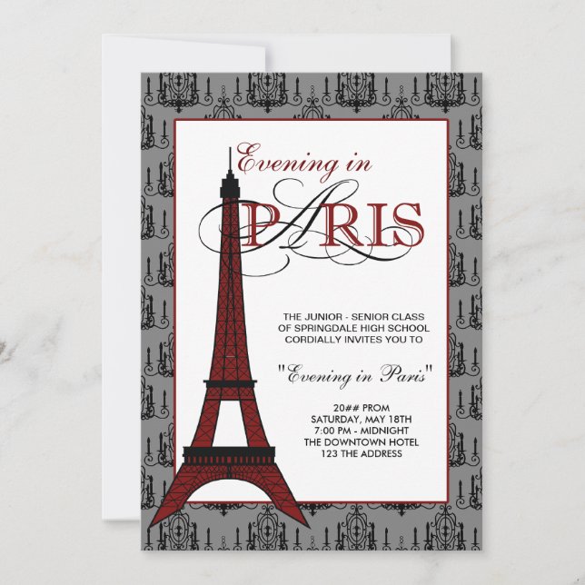 Cartes d'invitation pour le bal de promo à Paris (Devant)